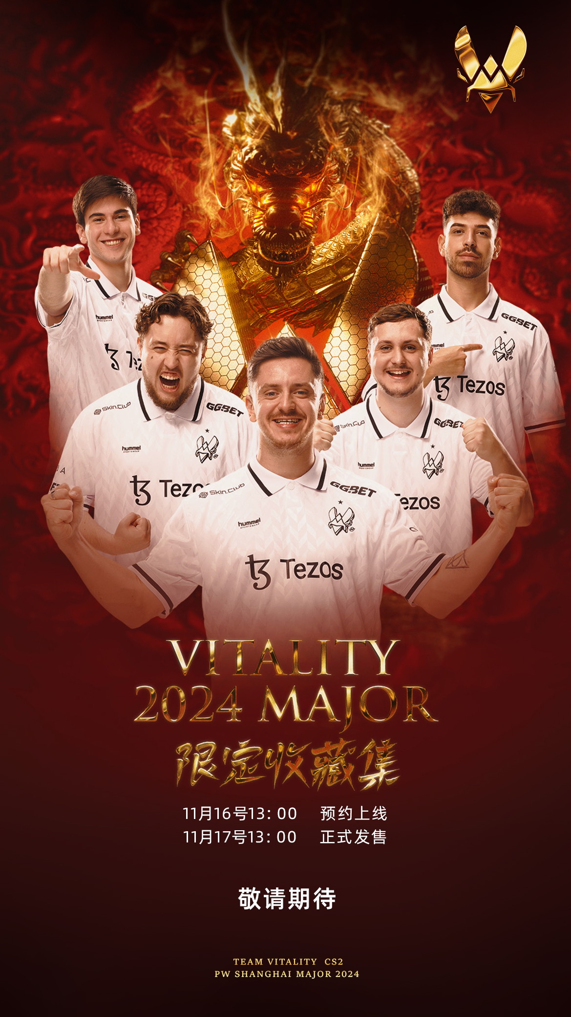 全球电竞战队Vitality将参加完美世界上海Major 2024