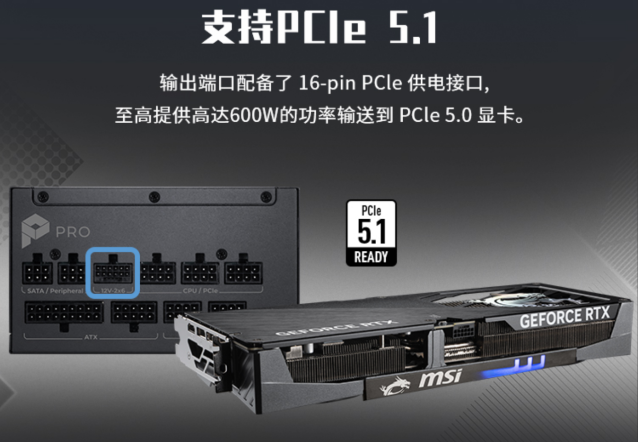 base64_image 微星PRO A1000PL PCIE5电源上市:ATX3.1+PCIe5.1双认证,首发699元
