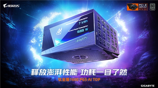 技嘉推出钛金雕1600PG5 AI TOP电源：为发烧级主机与本地AI算力打造旗舰供电方案