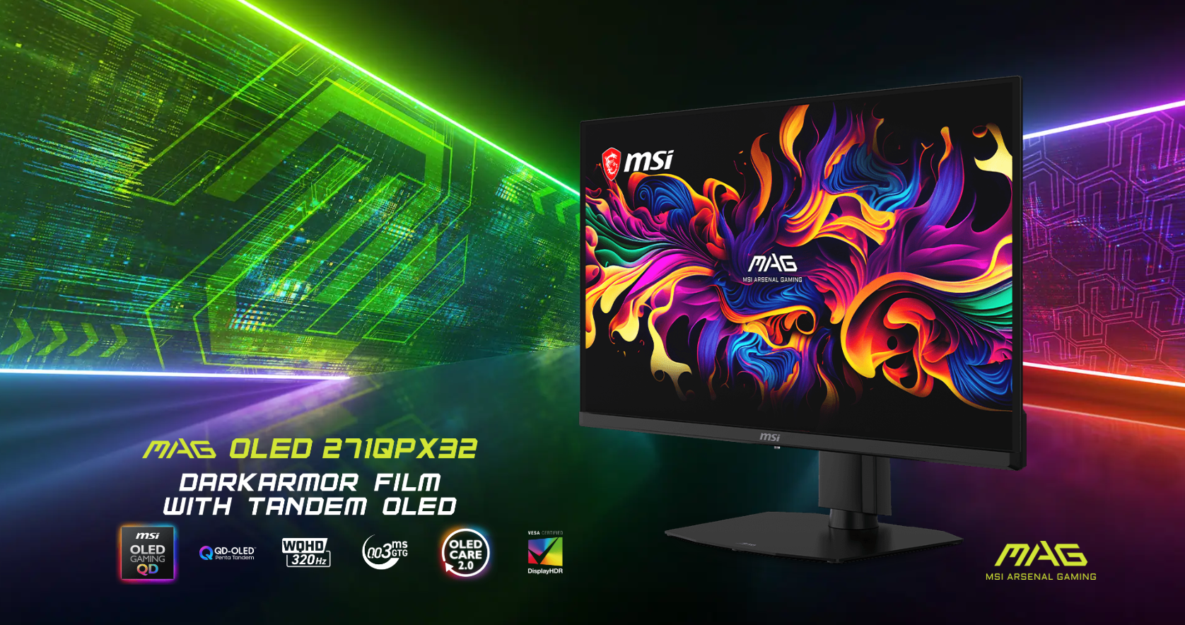 仅2999元，微星27英寸2K 320Hz 第四代面板QD-OLED显示器X32流光开售